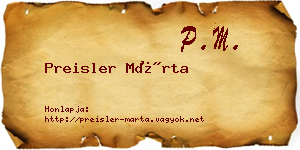 Preisler Márta névjegykártya